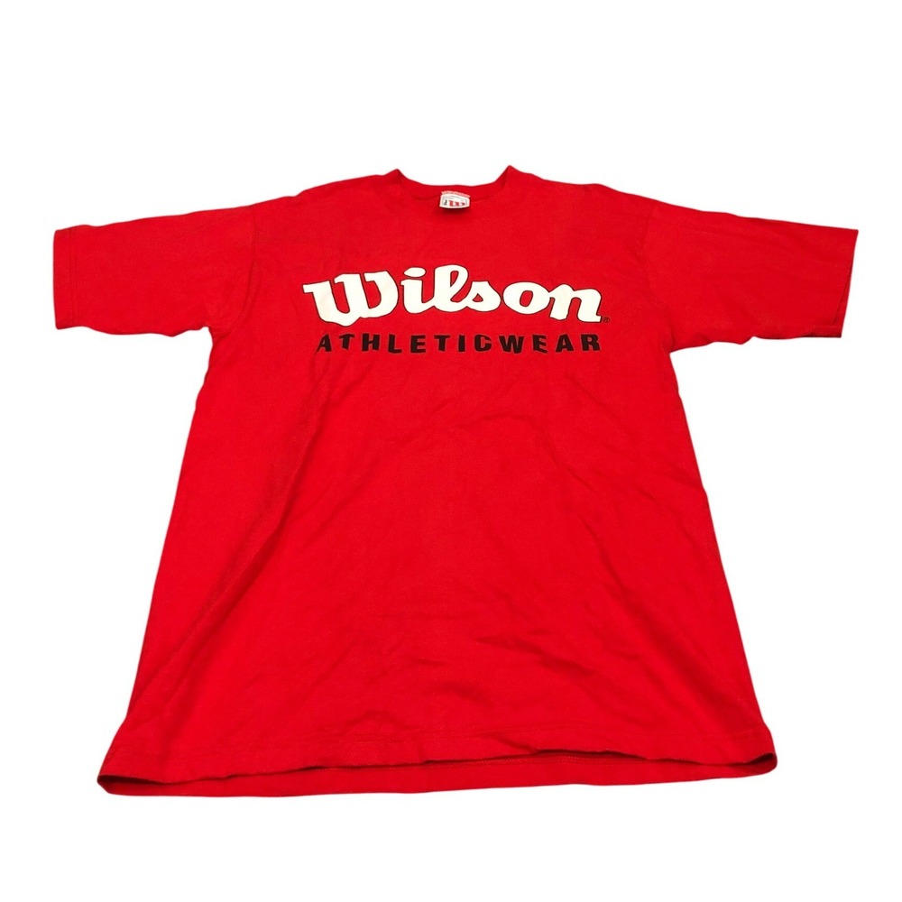 Wilson Athleticwear T Shirt Mens LT Red Vintage Made In USA Graphic Tee